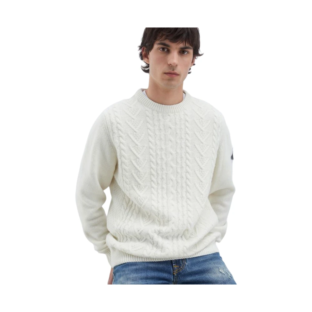 Roy Roger's Witte Stijlvolle Pullover Sweatshirt Aw24 White Heren
