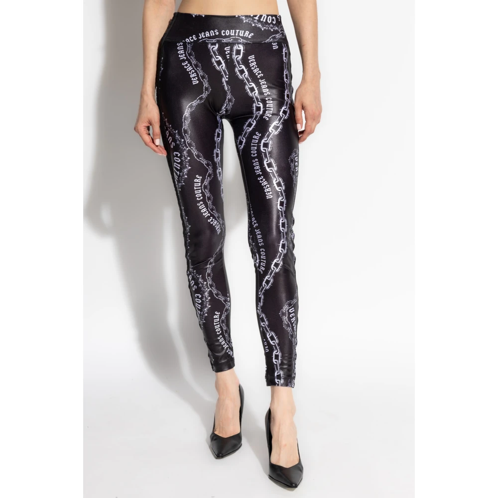 Versace Jeans Couture Gedessineerde leggings van Black Dames