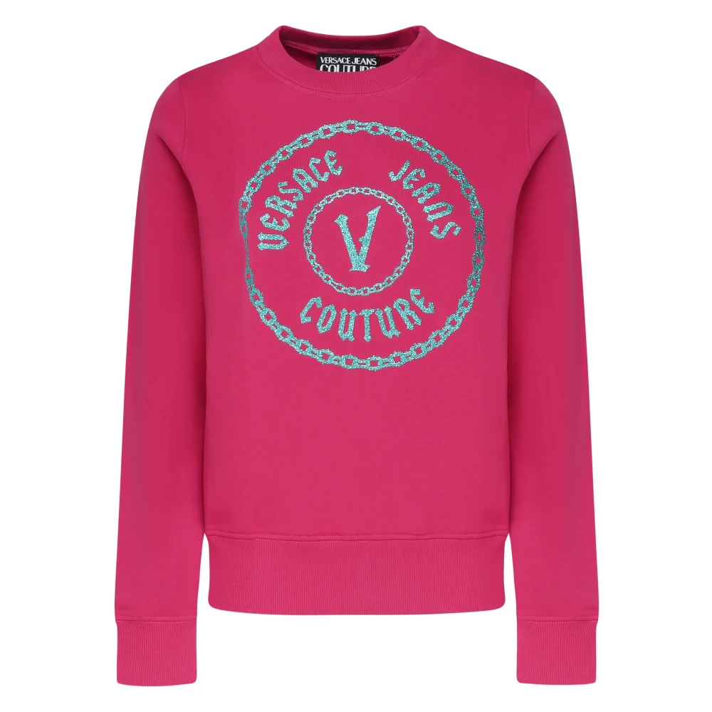 Versace Jeans Couture Framboos Katoenen Sweatshirt met Voorprint Pink Dames