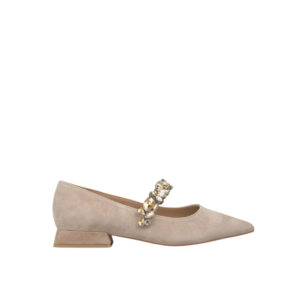 ALMA EN PENA Ballerina-skor med strassband Beige, Dam