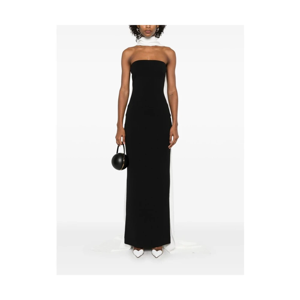 Solace London Zwarte Column Jurk met Sjaal Detail Black Dames