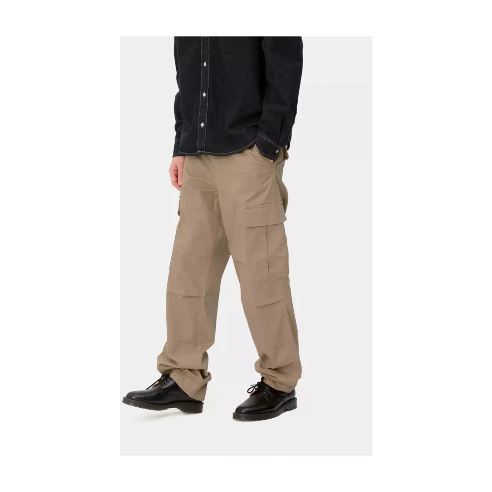 Carhartt WIP Reguliere Cargo Broek Leer Gewassen Beige Heren
