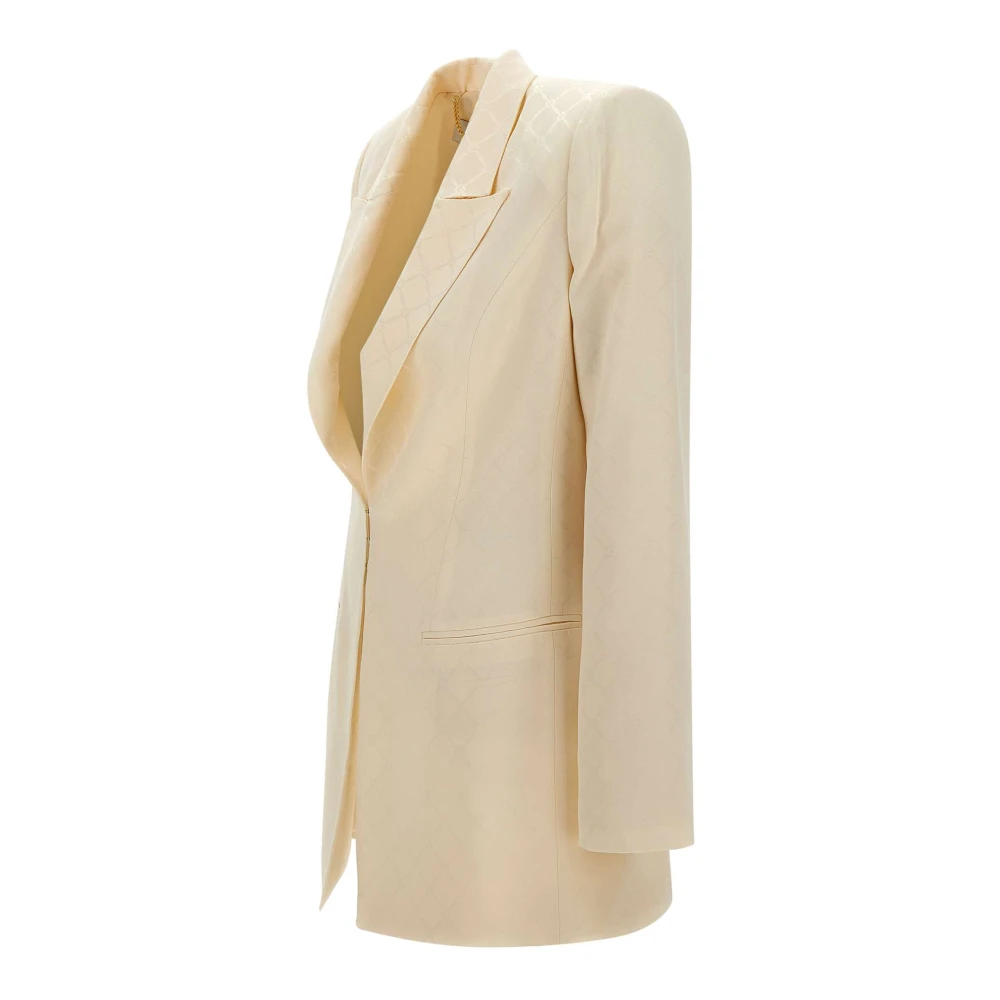 Elisabetta Franchi Witte Jacquard Lozenge Blazer White Dames