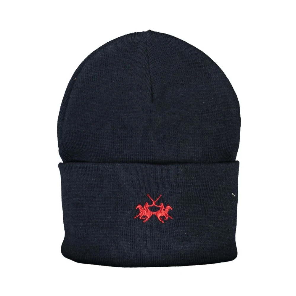 LA MARTINA Blauwe Polyester Hoed met Geborduurd Logo Blue Heren