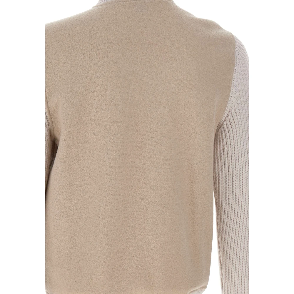Eleventy Wollen Jas Beige Ribgebreid Beige Heren