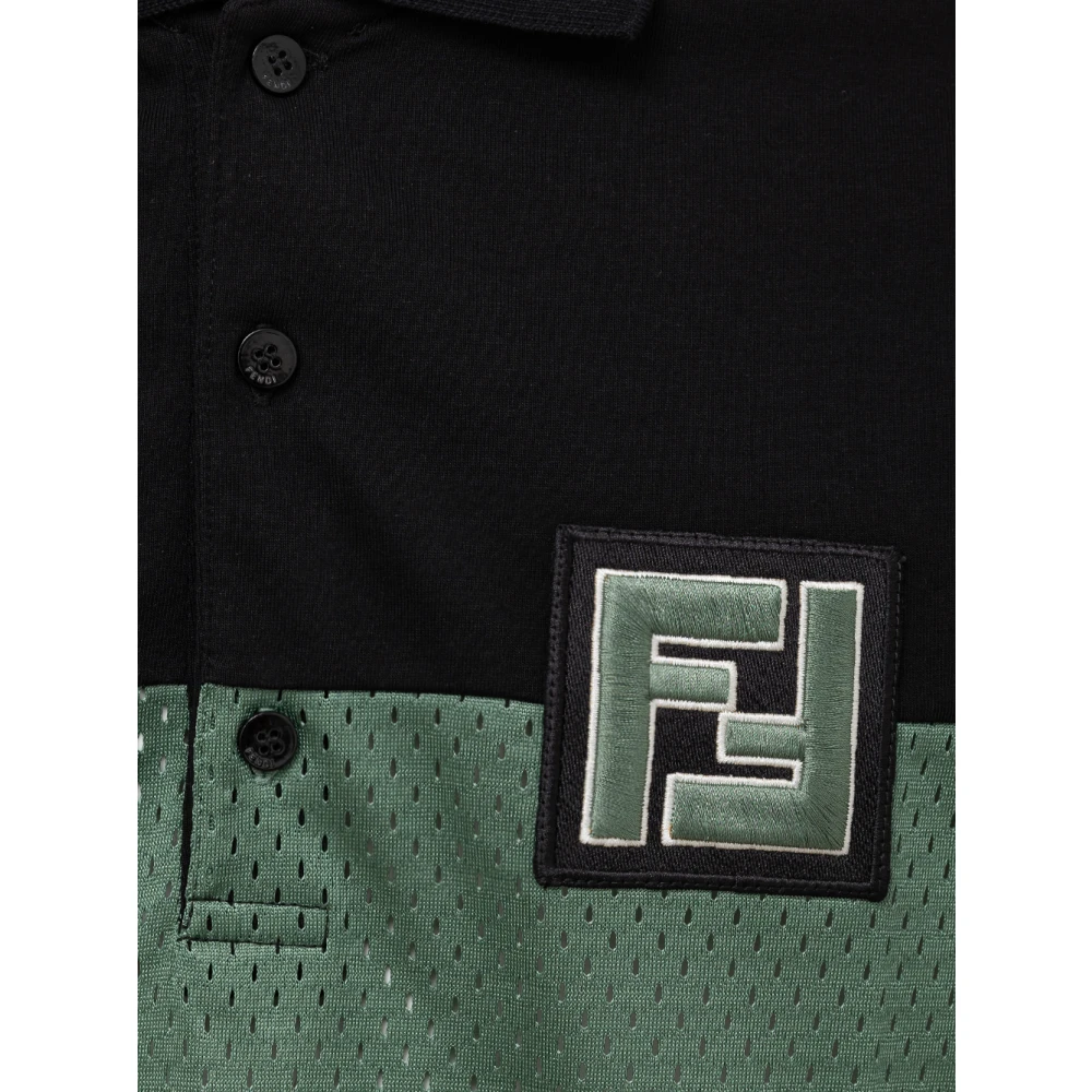 Fendi Bicolor poloshirt met korte mouwen Green Heren