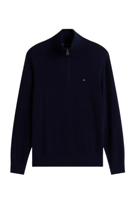 Sweatshirt med kvartsdrag i bomull och kashmir