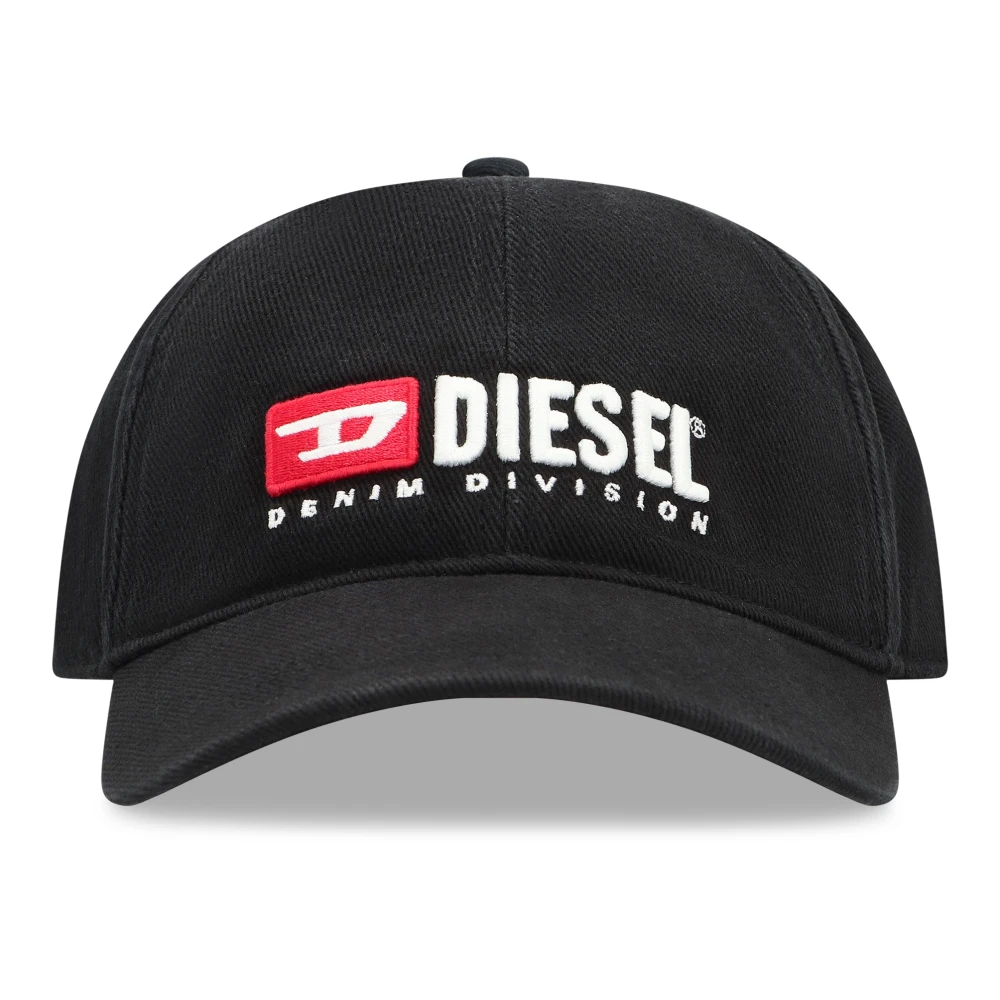 Diesel Men's Black Hats & Caps, M, Corry-Div-Wash Logo Baseball Cap