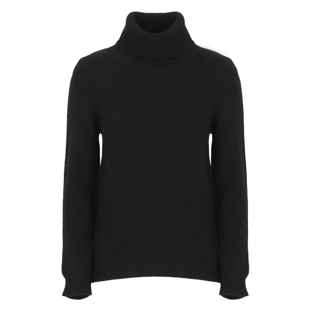 Kangra Zwarte Kasjmier Wol Hoge Hals Trui Black Dames