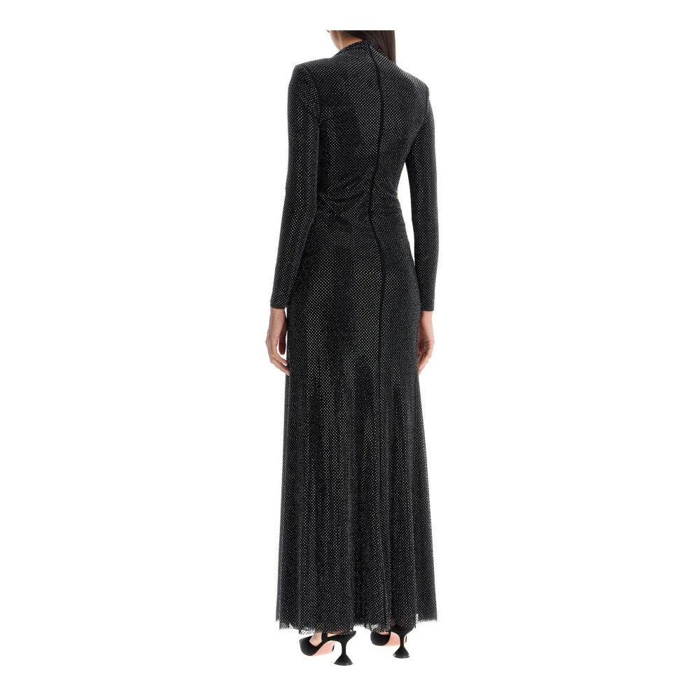 Self Portrait Maxi Jurk met Strass Mesh Black Dames