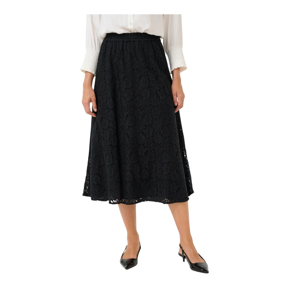 Cream Zwarte Kant Rok Black Dames