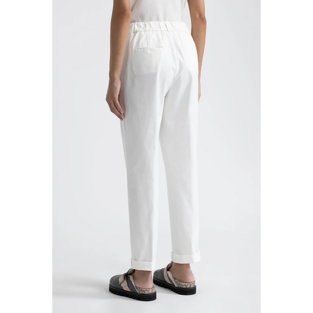 PESERICO Perzikkleurige gabardine wortelbroek White Dames
