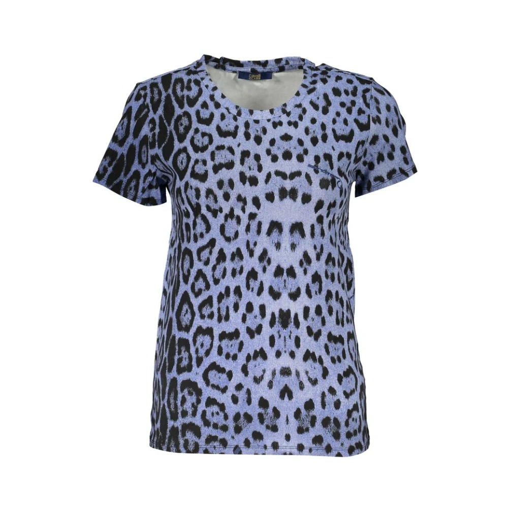 Cavalli Class Blauw Katoenen Bedrukt Logo T-Shirt Blue
