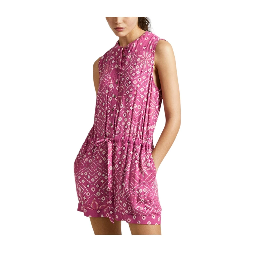 Pepe Jeans Women's Pink Floral Sleeveless Jumpsuit - Playsuits - Xs - Jumpsuits & Playsuits