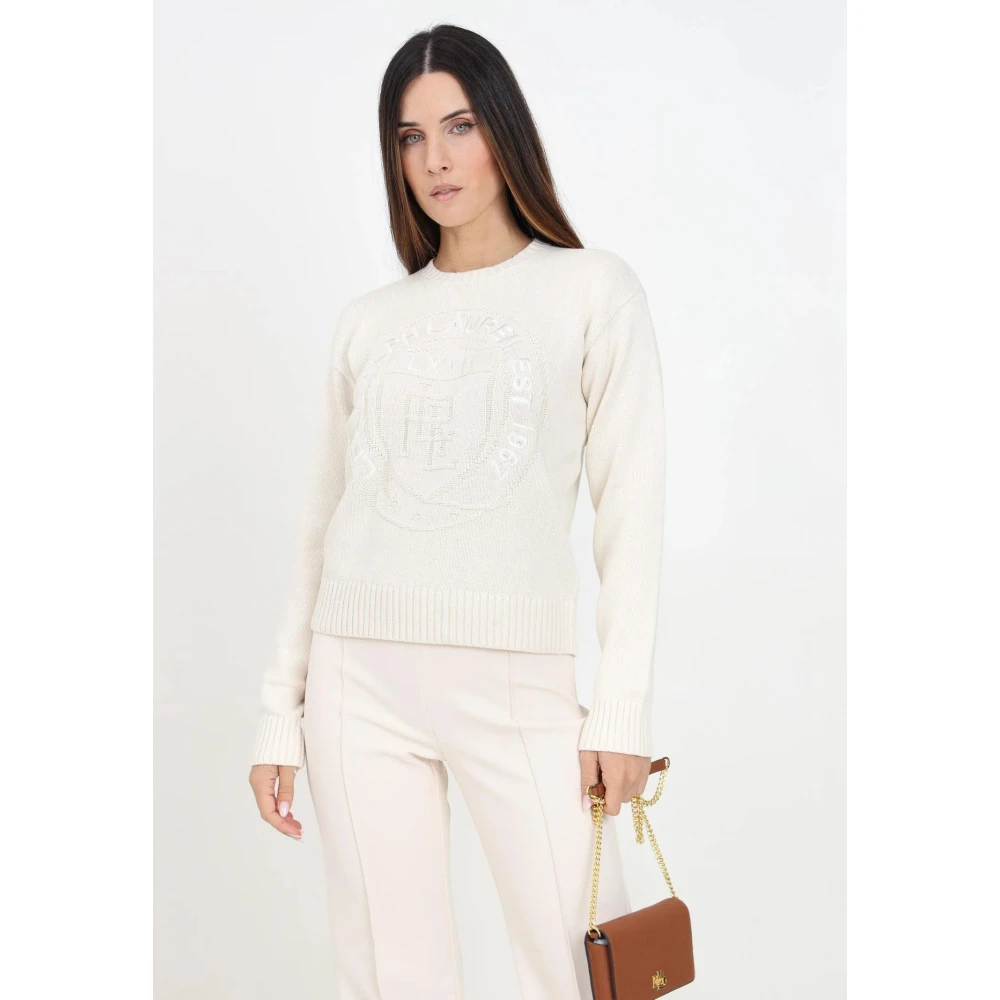 Ralph Lauren Riednee Pullover met Lange Mouwen Beige Dames
