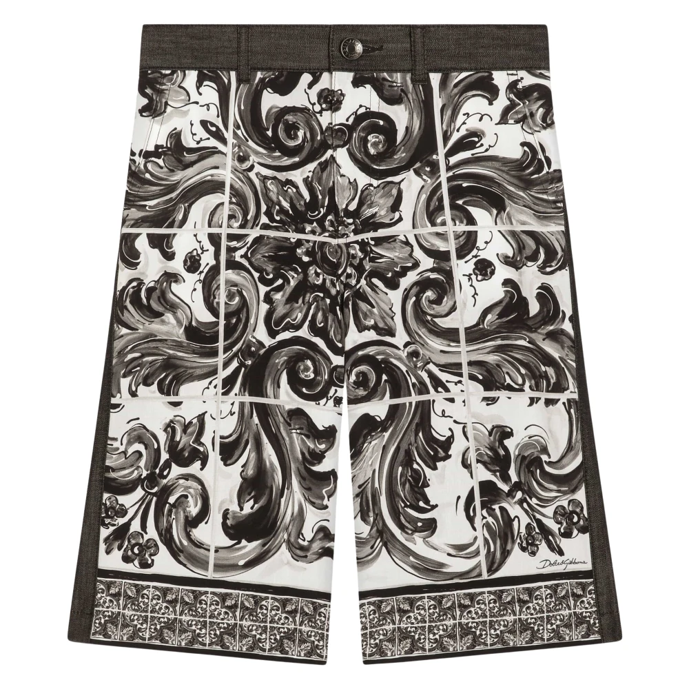 Dolce & Gabbana , Shorts, Male, Black, 12 Y, Majolica Print Shorts