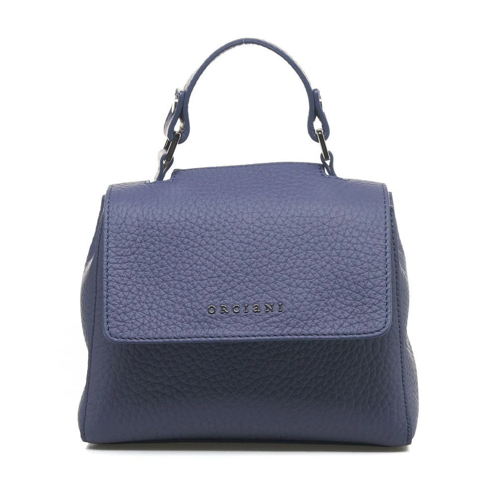 Orciani Blauwe Leren Handtas Sveva Soft Mini Blue Dames