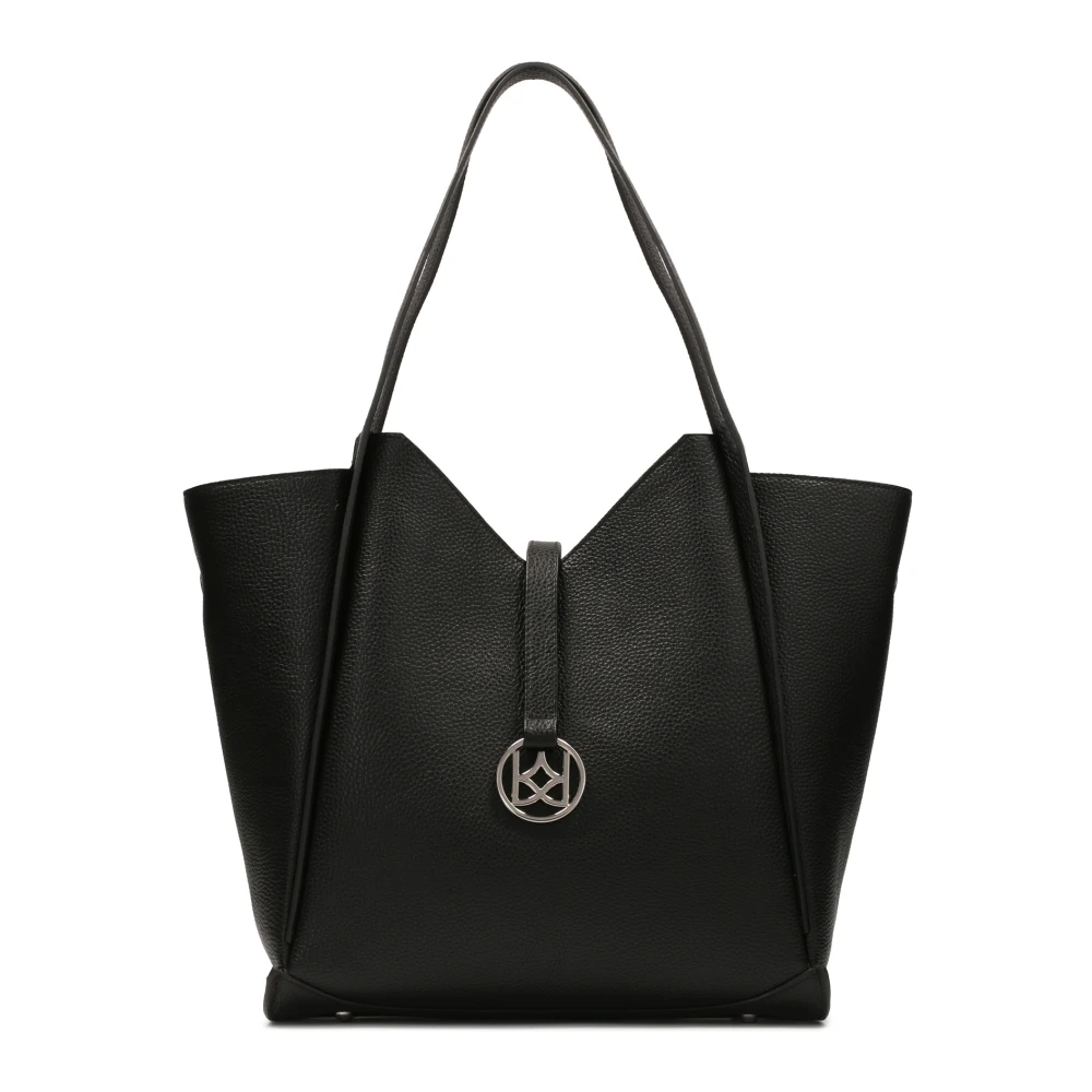 Kazar Leren trapeze schoudertas Black Dames