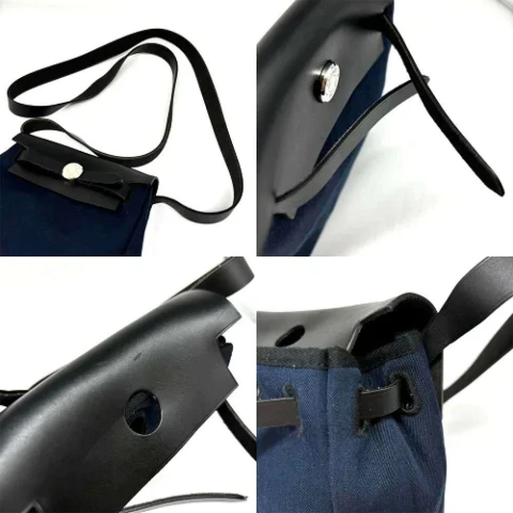 Hermès Vintage Pre-owned Canvas shoulder-bags Blue Dames