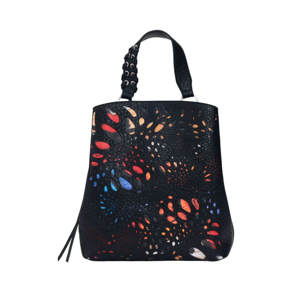 Desigual Femme Noir - Mini Sac À Dos Perforé En Similicuir - Sacs - Taille: One Size