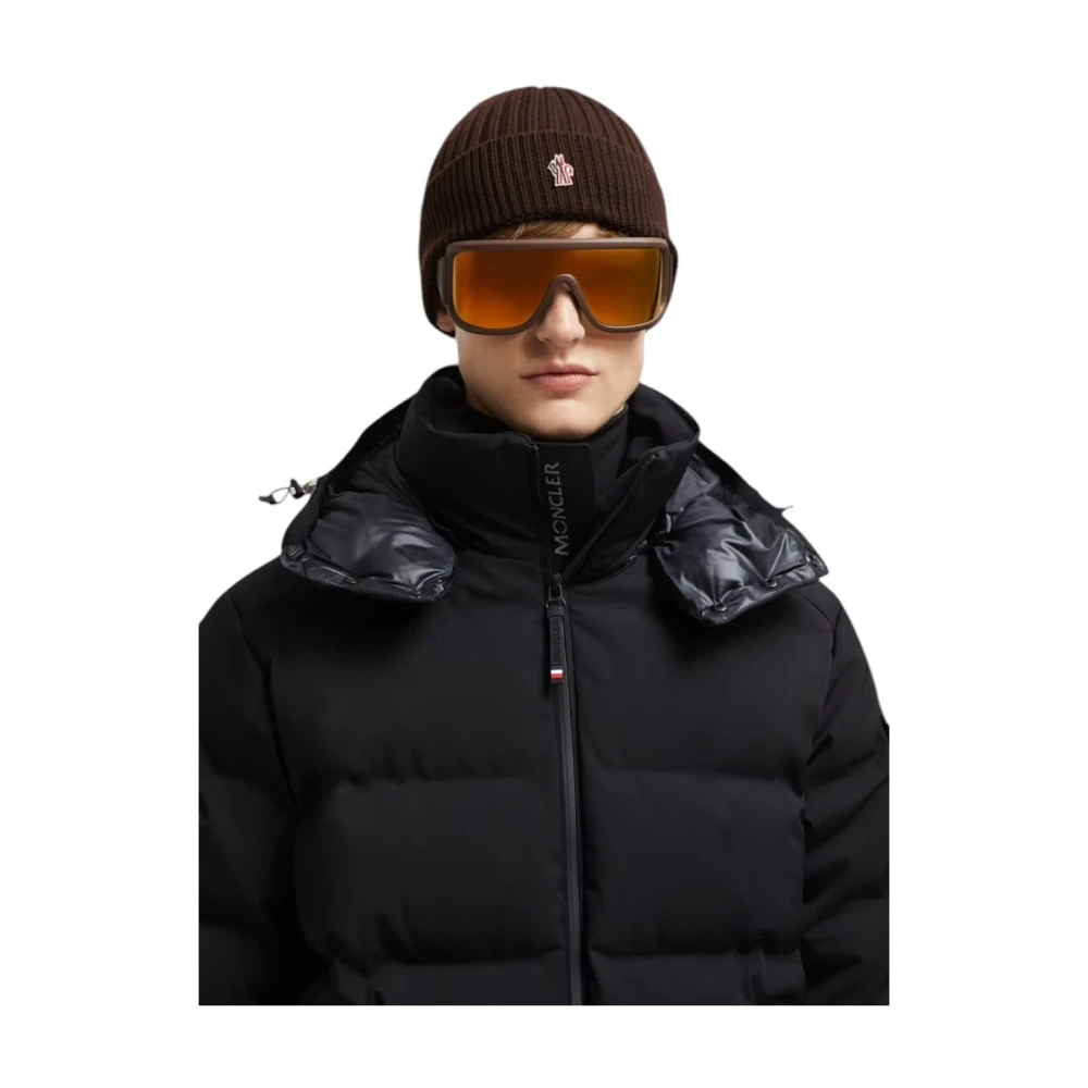 Moncler Donkerbruine Wol Ribgebreide Muts Brown Unisex