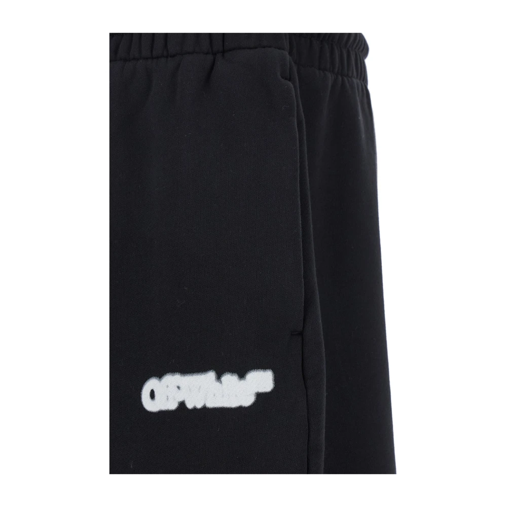 Off White Zwarte Logo Shorts met Pijlprint Black Heren