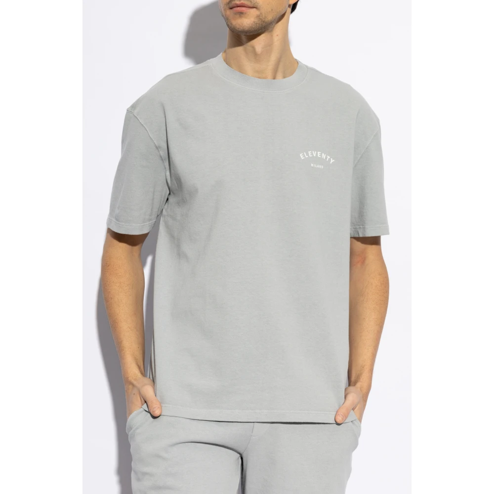 Eleventy T-shirt met bedrukt logo Gray Heren