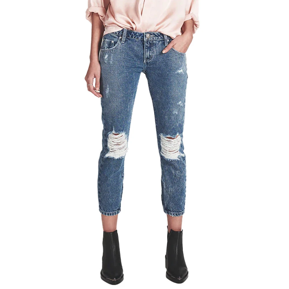 One Teaspoon Denim Regular Fit Jeans met Knie Rips Blue Dames