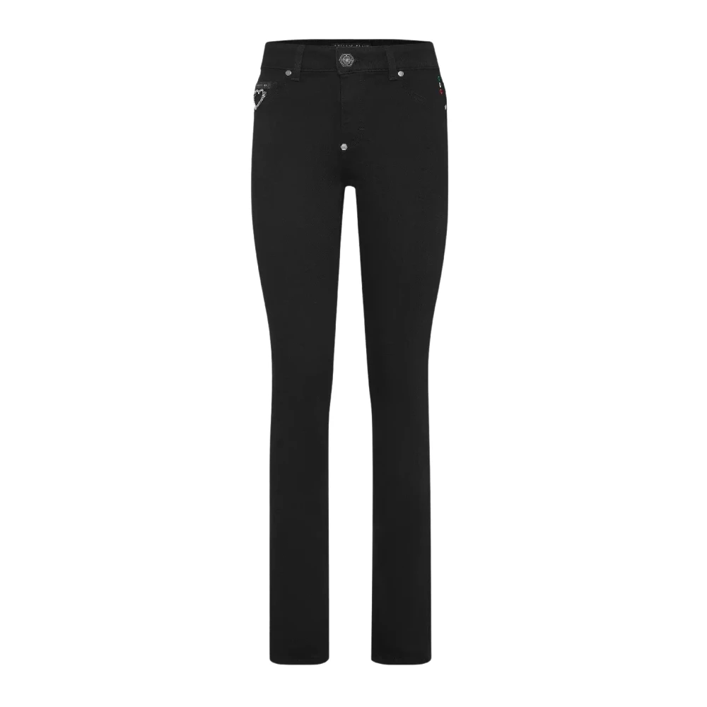 Philipp Plein Zwarte Heart Skinny Fit Jeggings Black Dames