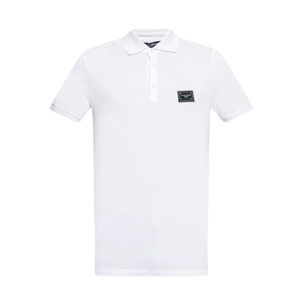 Dolce & Gabbana Men's White Polo Shirts, L, Cotton Polo Shirt