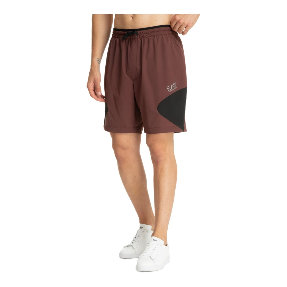 Emporio Armani EA7 Trekkoord Mid Taille Track Shorts Brown Heren