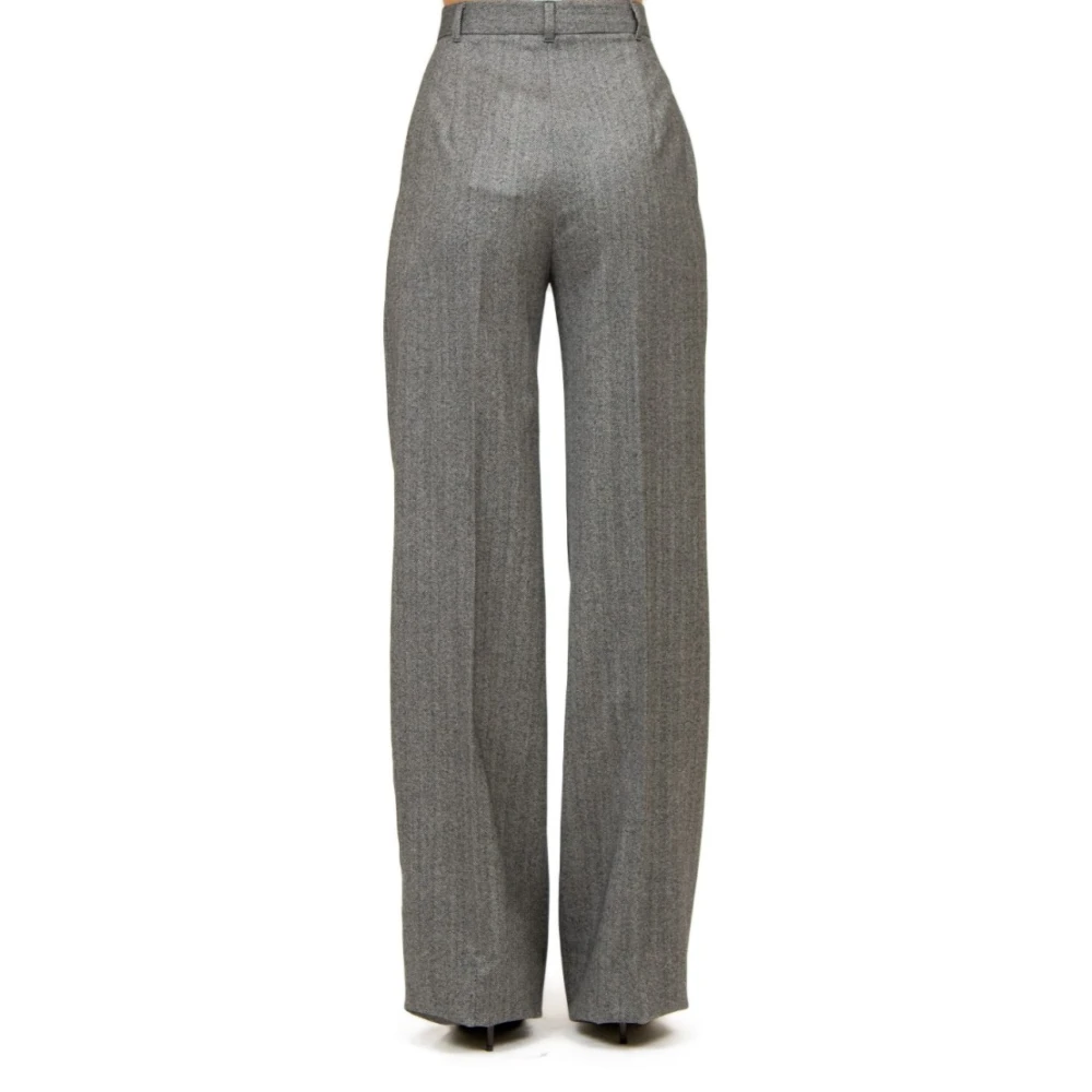 Max Mara Studio Wollen geruite hoge taille broek Gray Dames