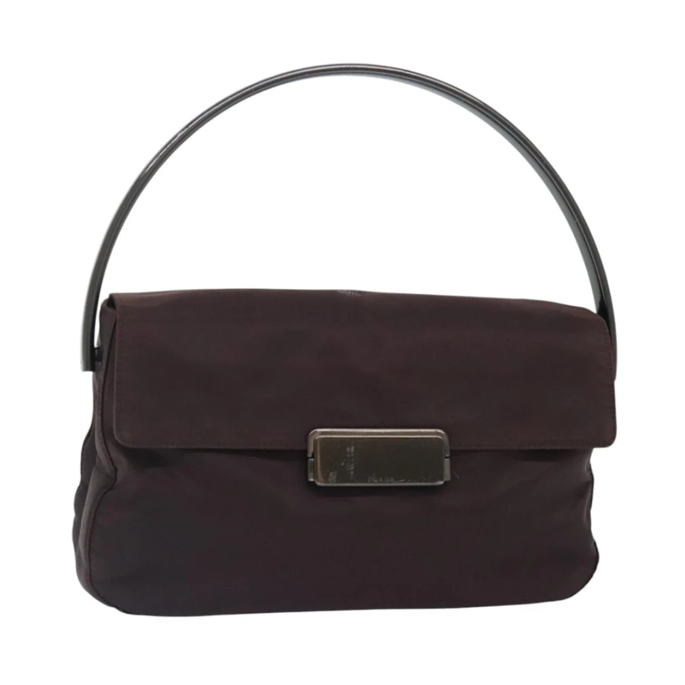 Prada Vintage Women's Brown Pre-Owned Handbags, One Size, Pre-Owned Prada Tessuto Shoulder Bag