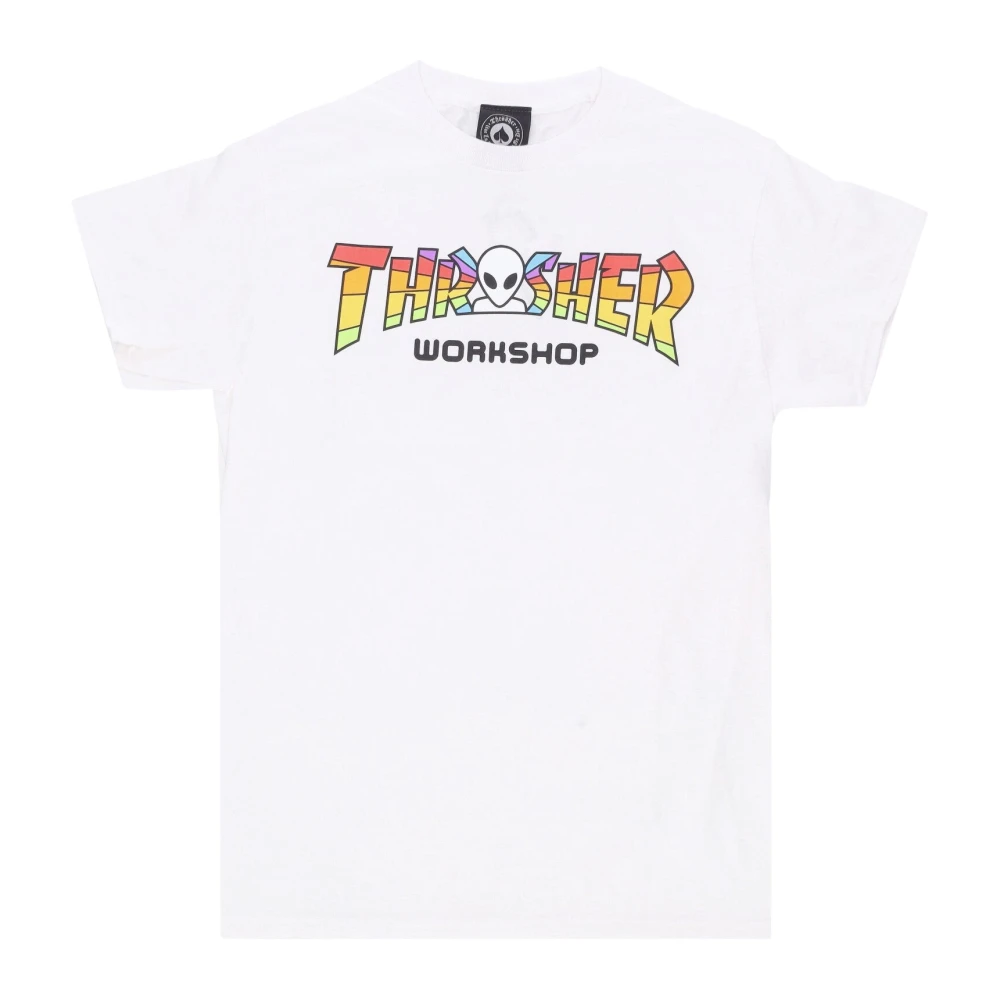 Thrasher Wit Heren Tee met Aangepast Logo White Heren