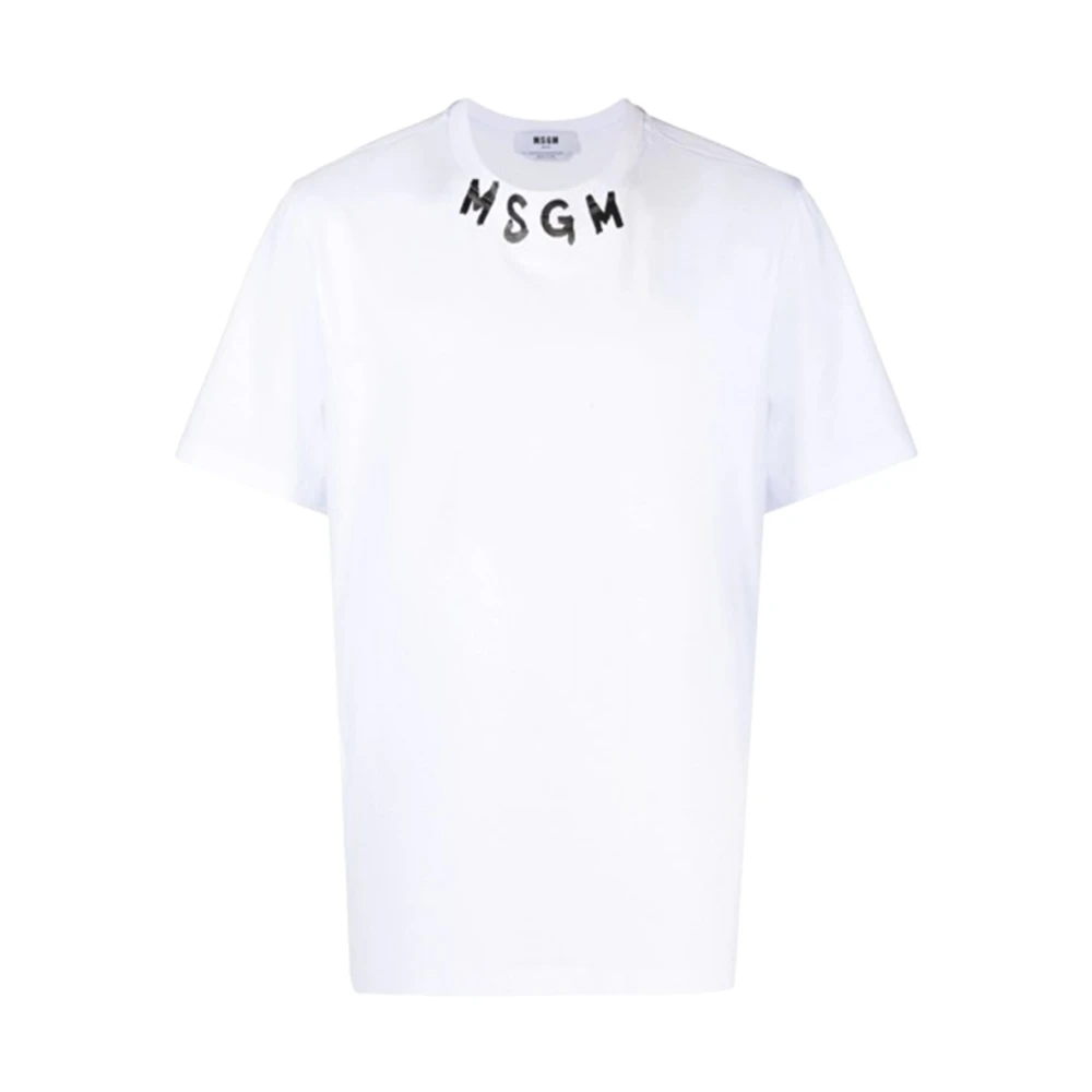 Msgm Kwaststreek Logo Wit T-Shirt White Heren