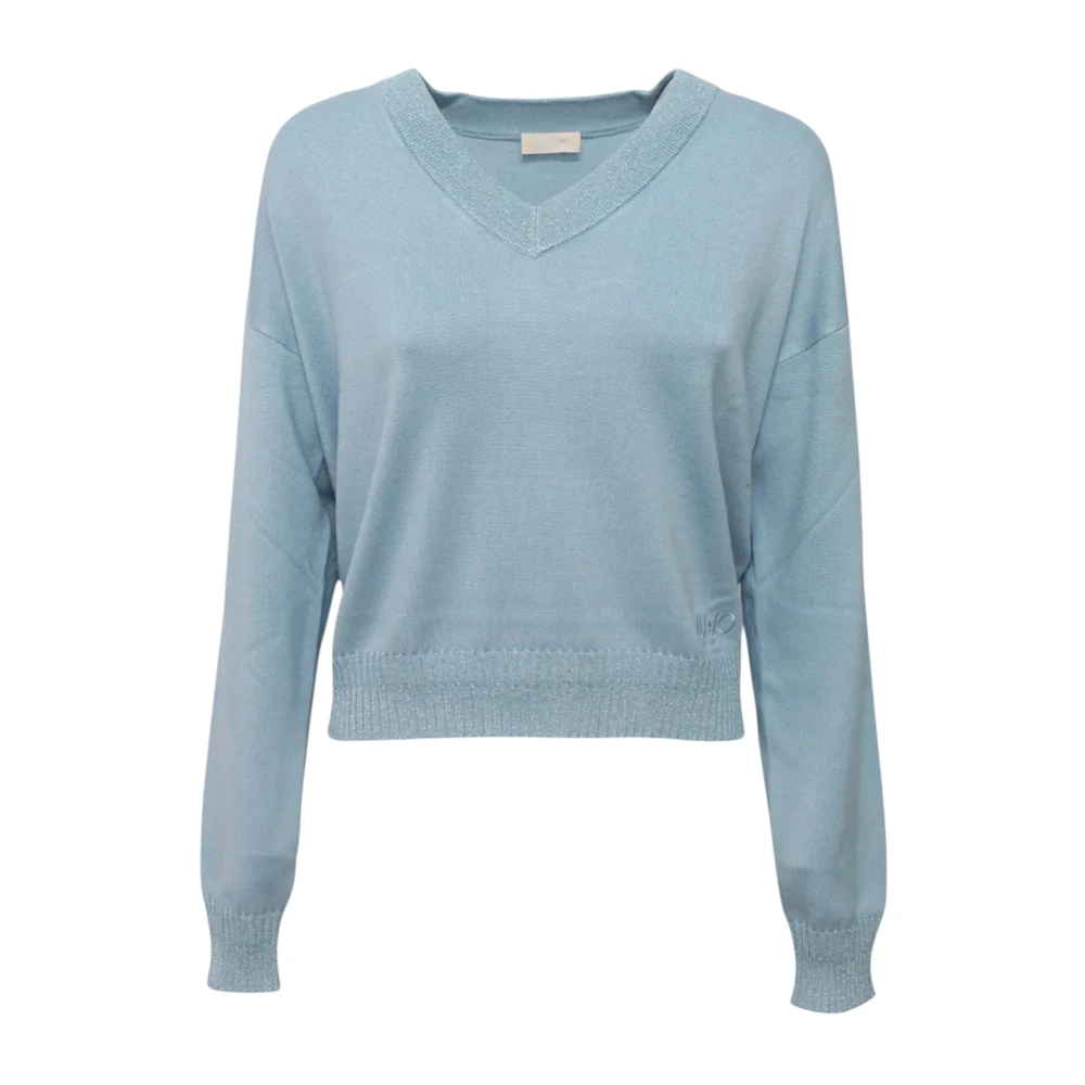 Liu Jo Women's Blue V-Neck Knitwear, M, V-Neck Knitwear