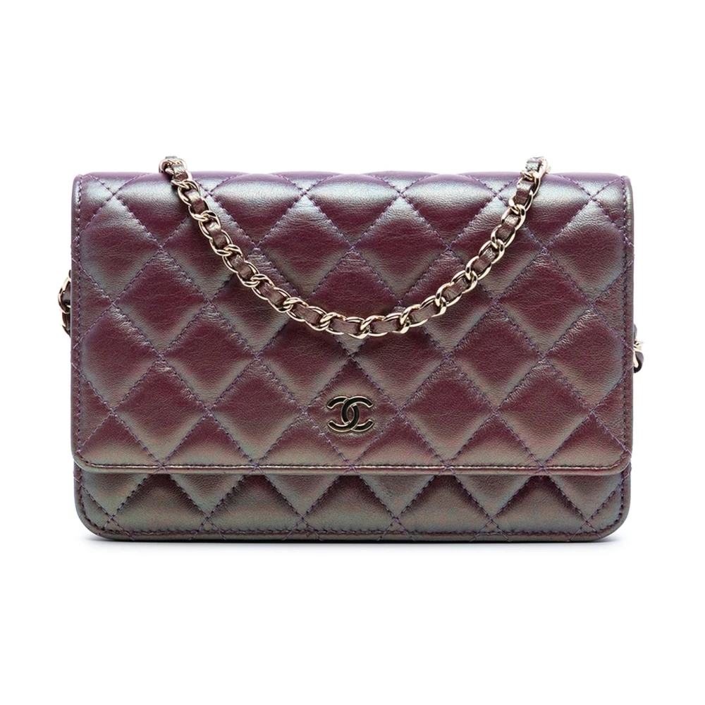 Chanel Vintage Women's Purple Pre-Owned Vintage Quilted Chain Wallet