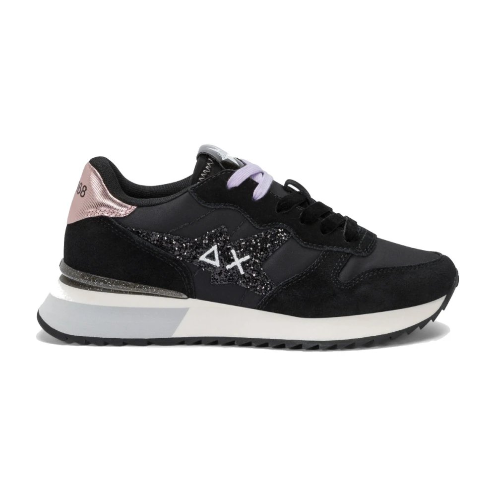 Sun68 Stargirl Glitter Low Top Sneakers Dames Schoenen Zwart
