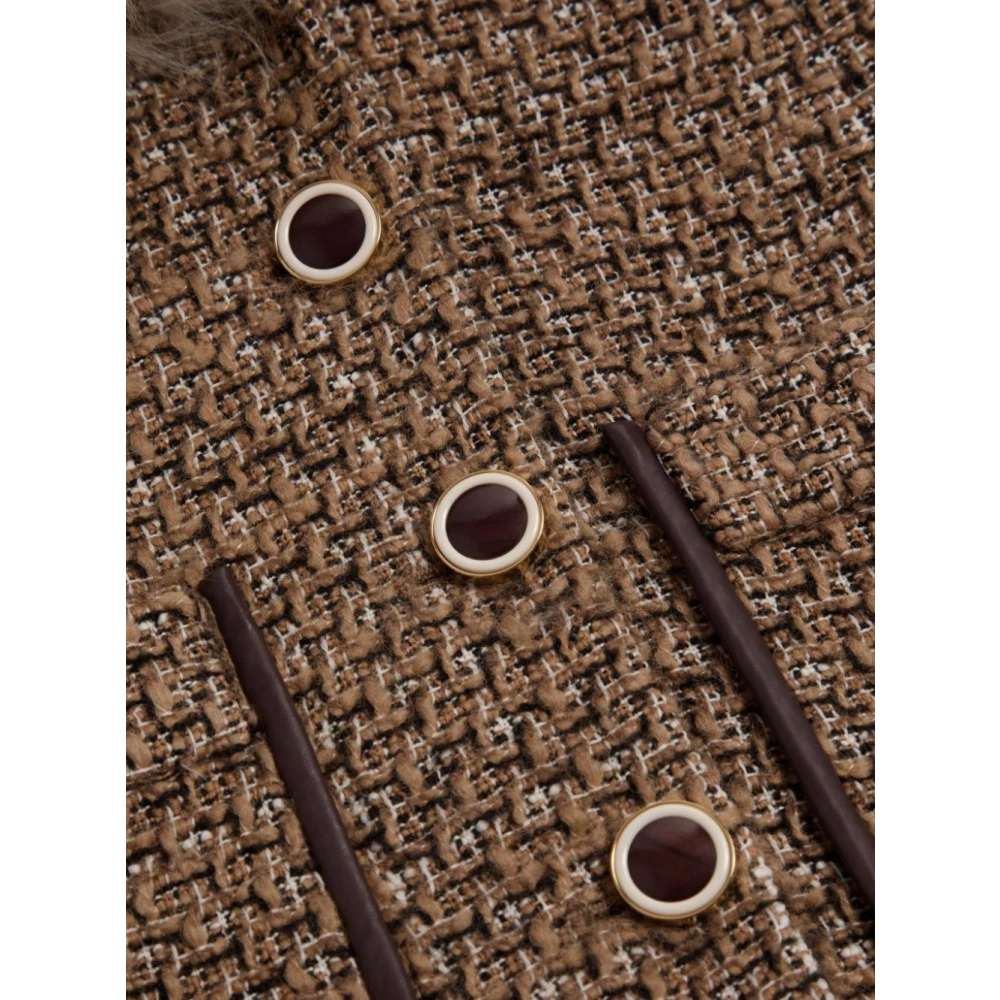 Valentino Garavani Bontafgezette Ceintuurjas met Enkele Rij Knopen Brown Dames