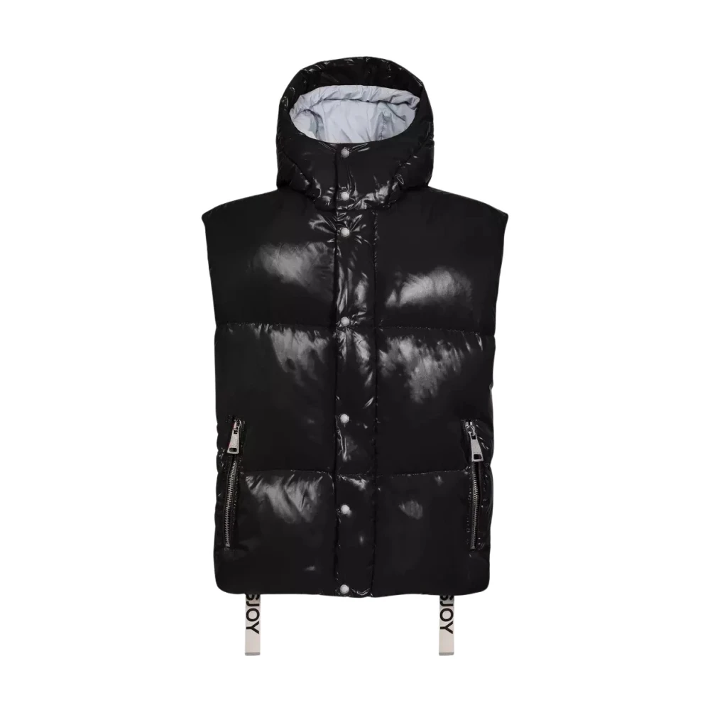 Khrisjoy Zwarte gewatteerde bodywarmer met capuchon Black Dames