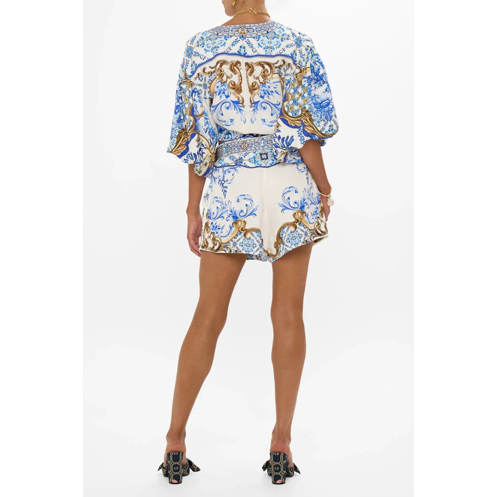 Camilla Blauwe Avonturen Tuck Front Shorts Blue Dames
