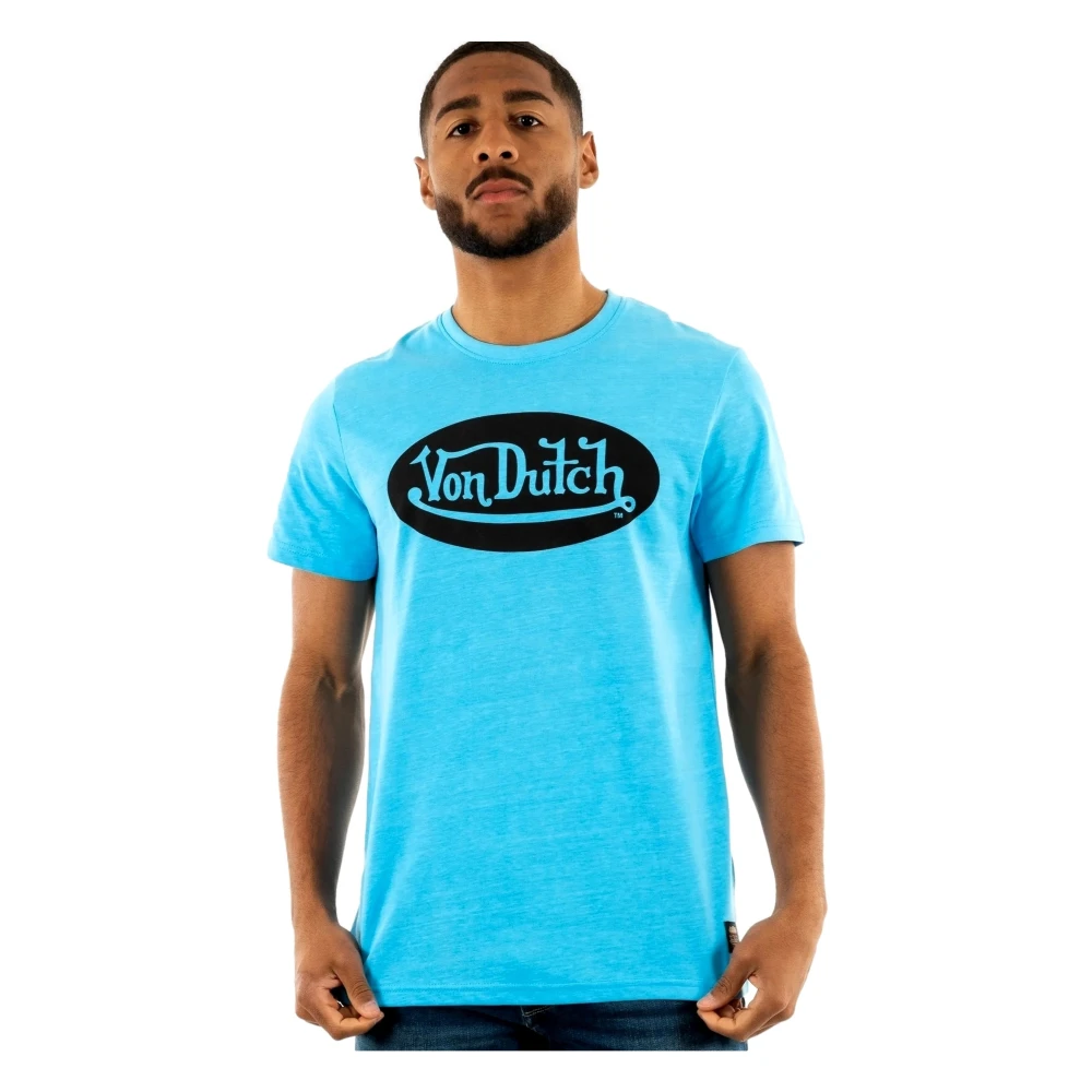 Von Dutch Turquoise Front Logo T-shirt Blue Heren