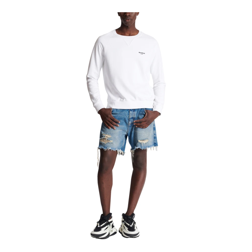 Balmain Paris flocked sweatshirt White Heren