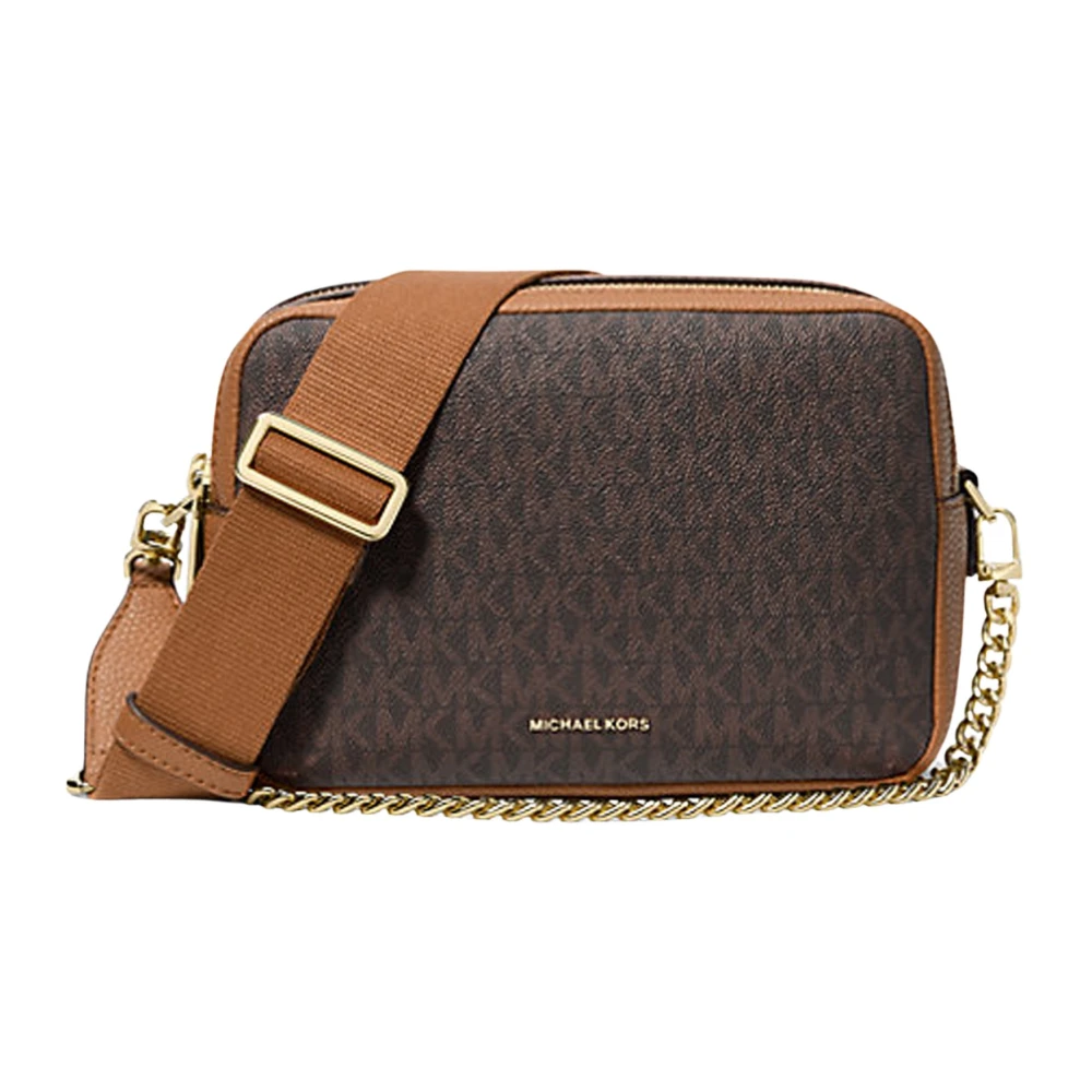 Michael Kors Bryant Medium Signature Logo Camera Crossbody Bag Brown Dames