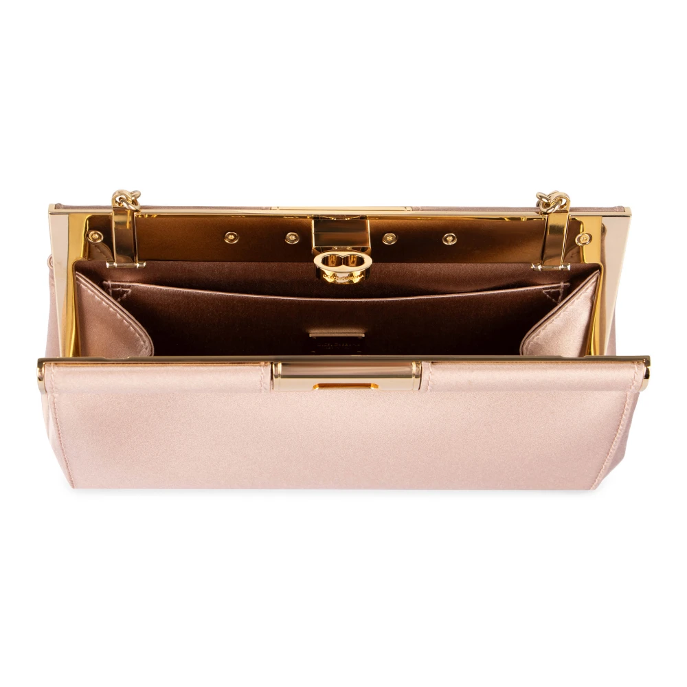 Dolce & Gabbana Satijnen Schoudertas met Metalen Sluiting Pink Dames