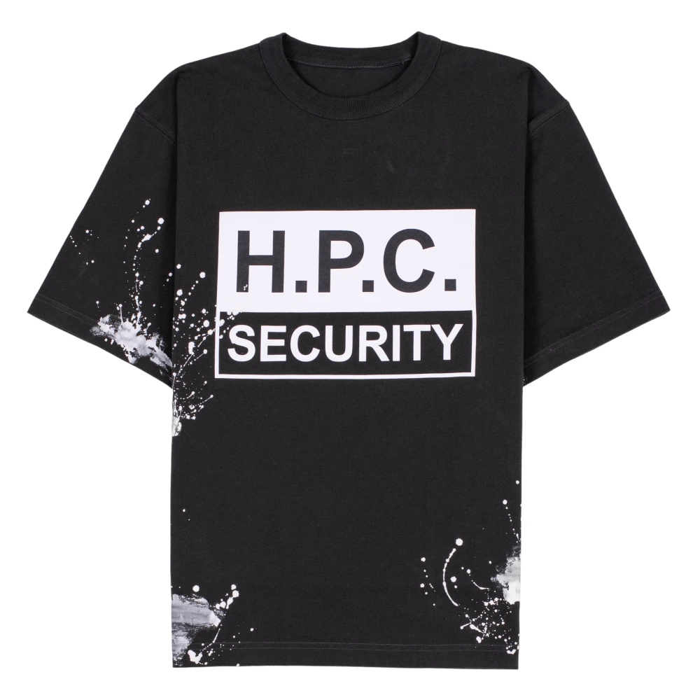 Heron Preston Zwarte T-shirt met korte mouwen en wit H.p.c Security zegel Black Heren