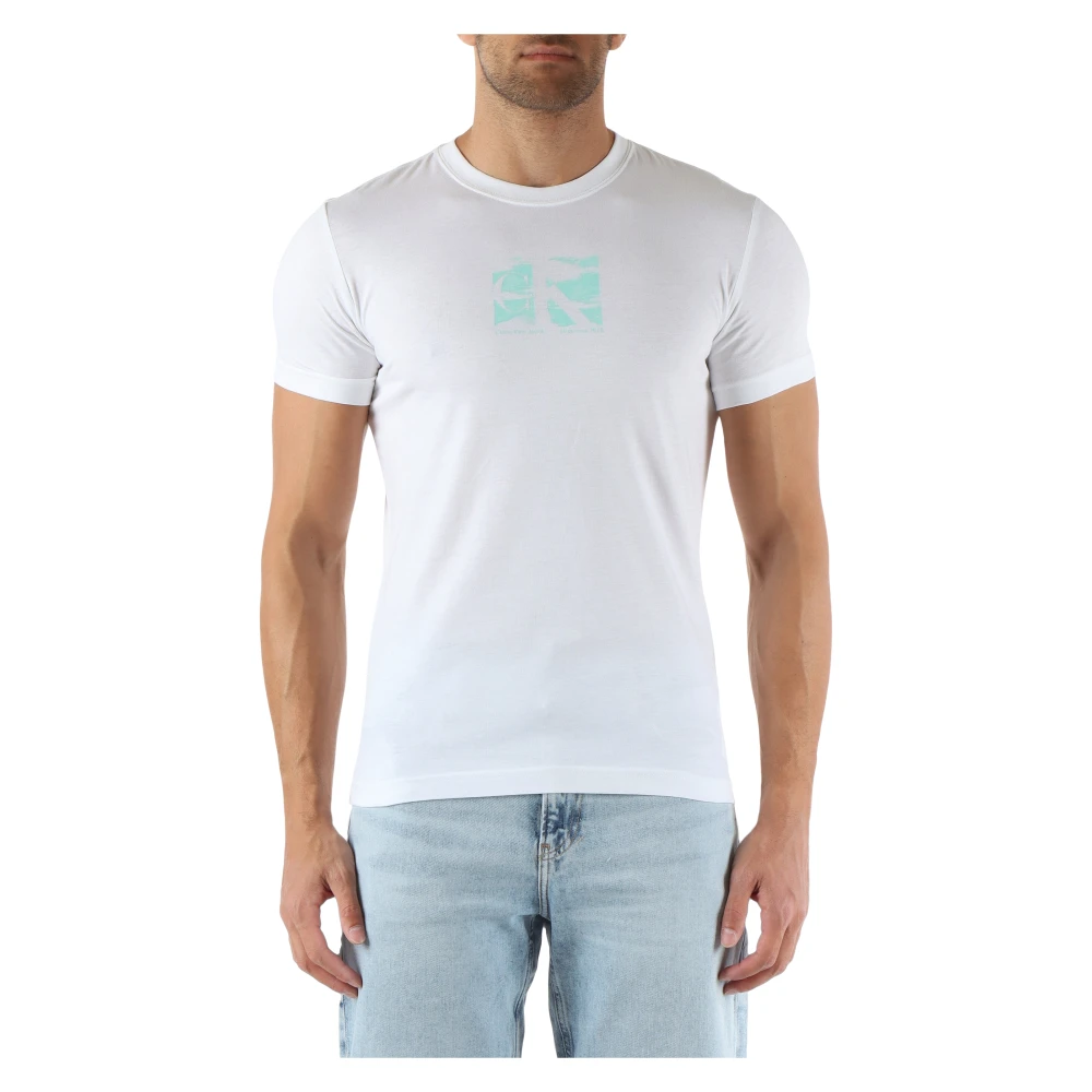 Calvin Klein Jeans Katoenen T-shirt met Front Logo Print White Heren