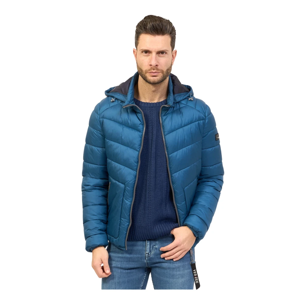 YES ZEE Heldere Blauwe Gewatteerde Hoodiejas Blue Heren