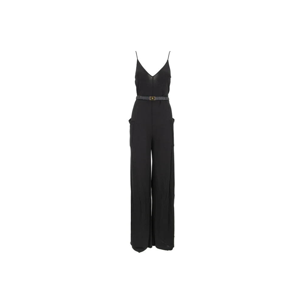 Elisabetta Franchi Chique Viscose Jumpsuit met Riem Black Dames