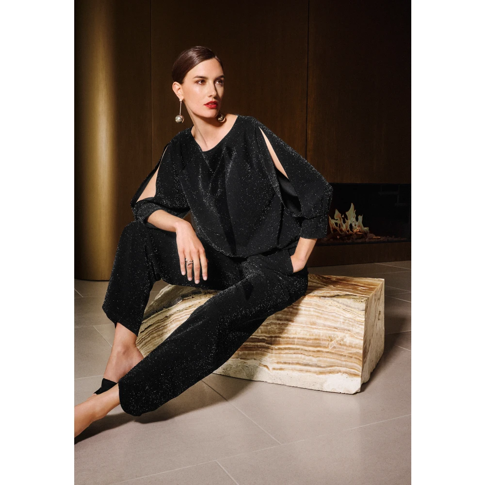 Betty Barclay Glitter Oversized Shirt met Cut-Outs Black Dames